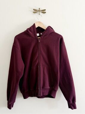 Aritzia Cozy Fleece Perfect Zip Hoodie Purple Womens Medium